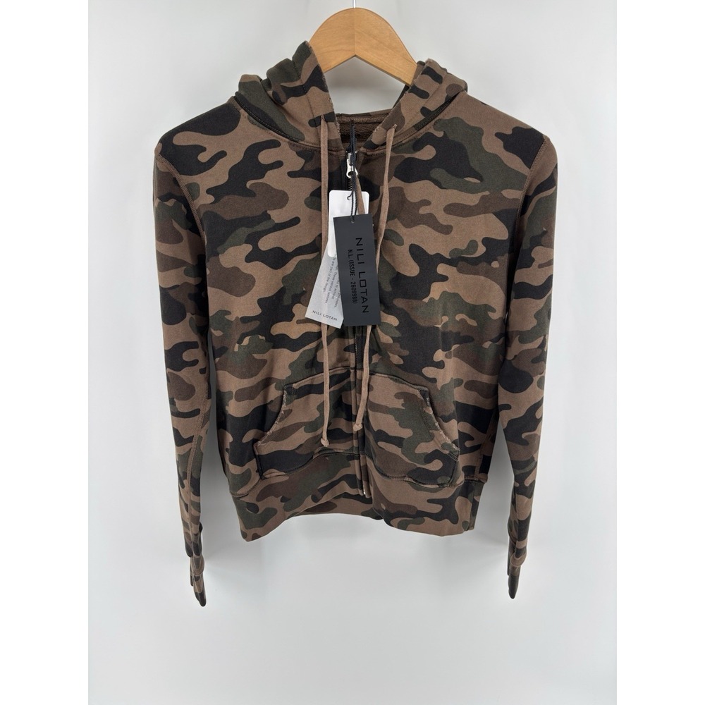 NWT Nili Lotan Callie Zip Up Hoodie Brown Camouflage Sz XS $345 - Picture 3 of 11